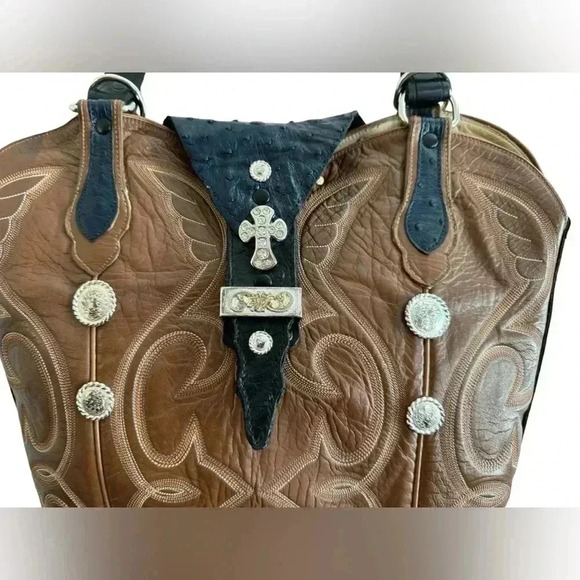 Handmade Western Boot Genuine Leather Shoulder Bag Purse - Picture 4 of 16